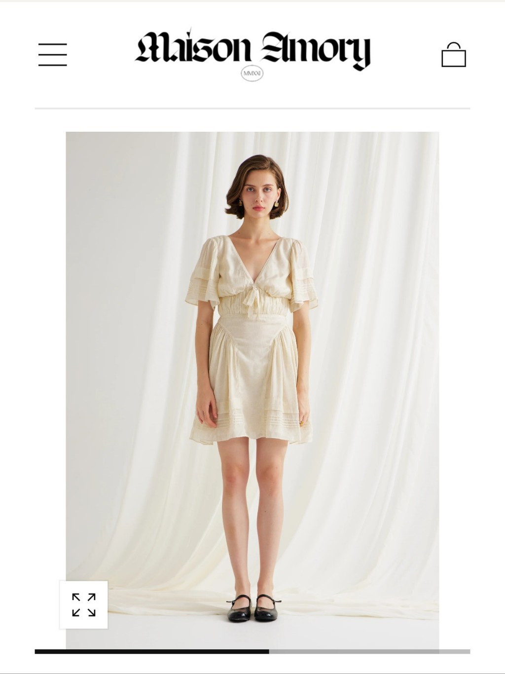 Maison Amory Clementine Cream V-Neck Mini Dress — image 3 of 3